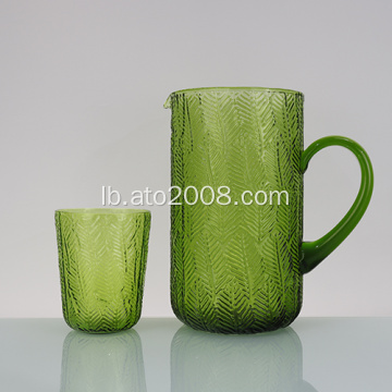 Blatmuster Glas drénkt Pitcher Glas fir Waasser